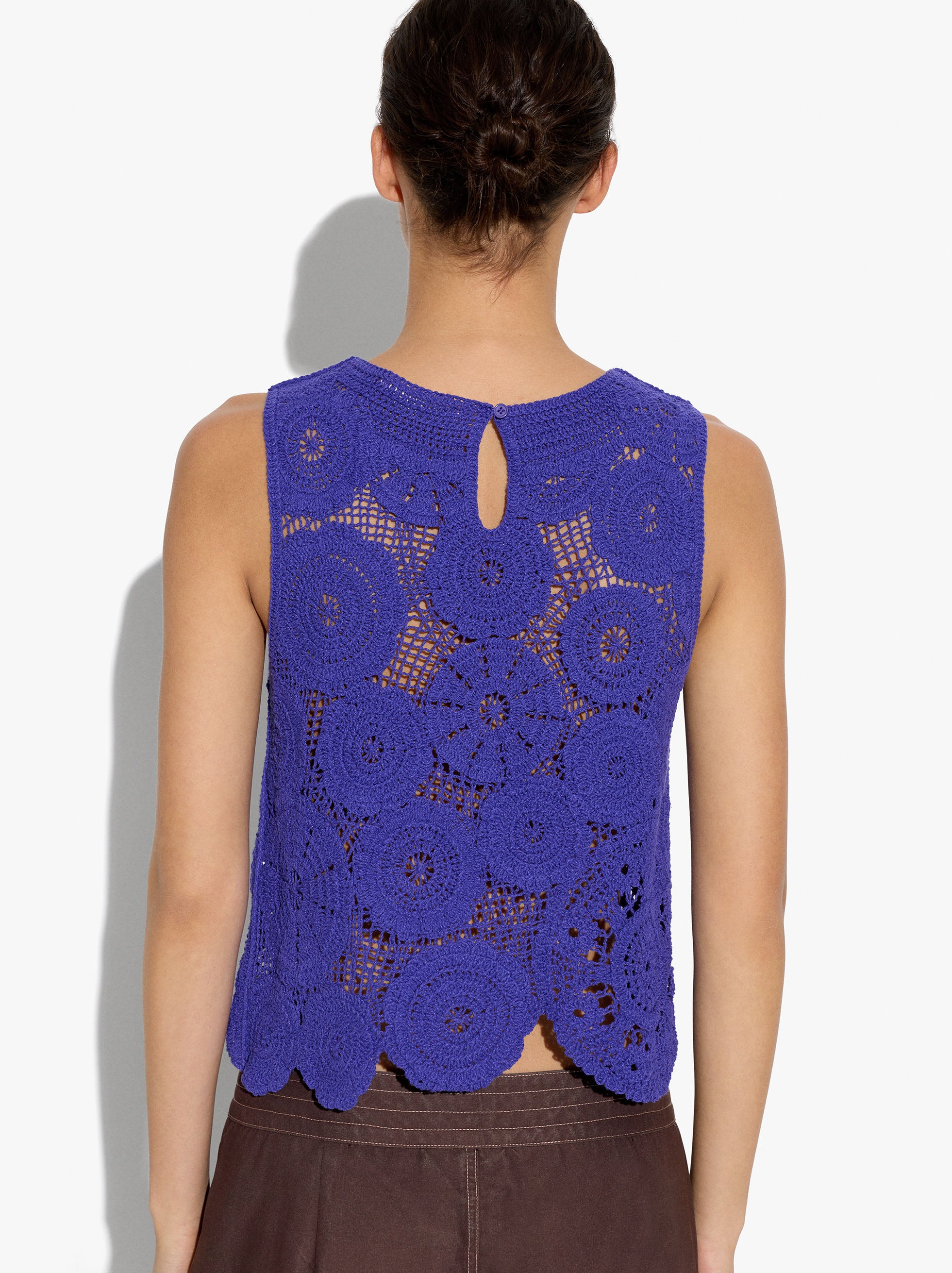 Top De Croché Floral 100% Algodón