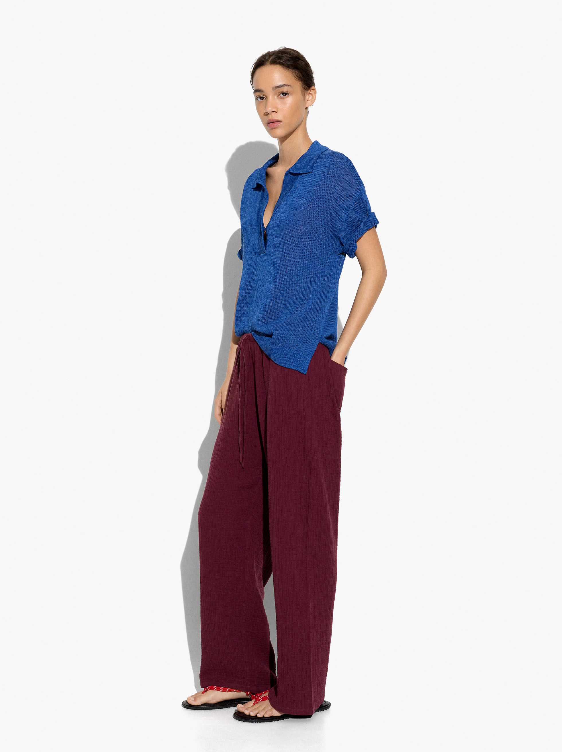 Pantalón Efecto Arrugado 100% Algodón