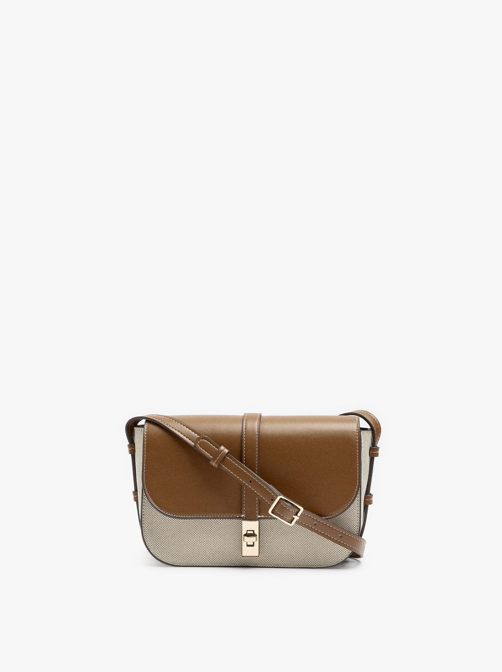 Bolso Bandolera De Lona Con Solapa