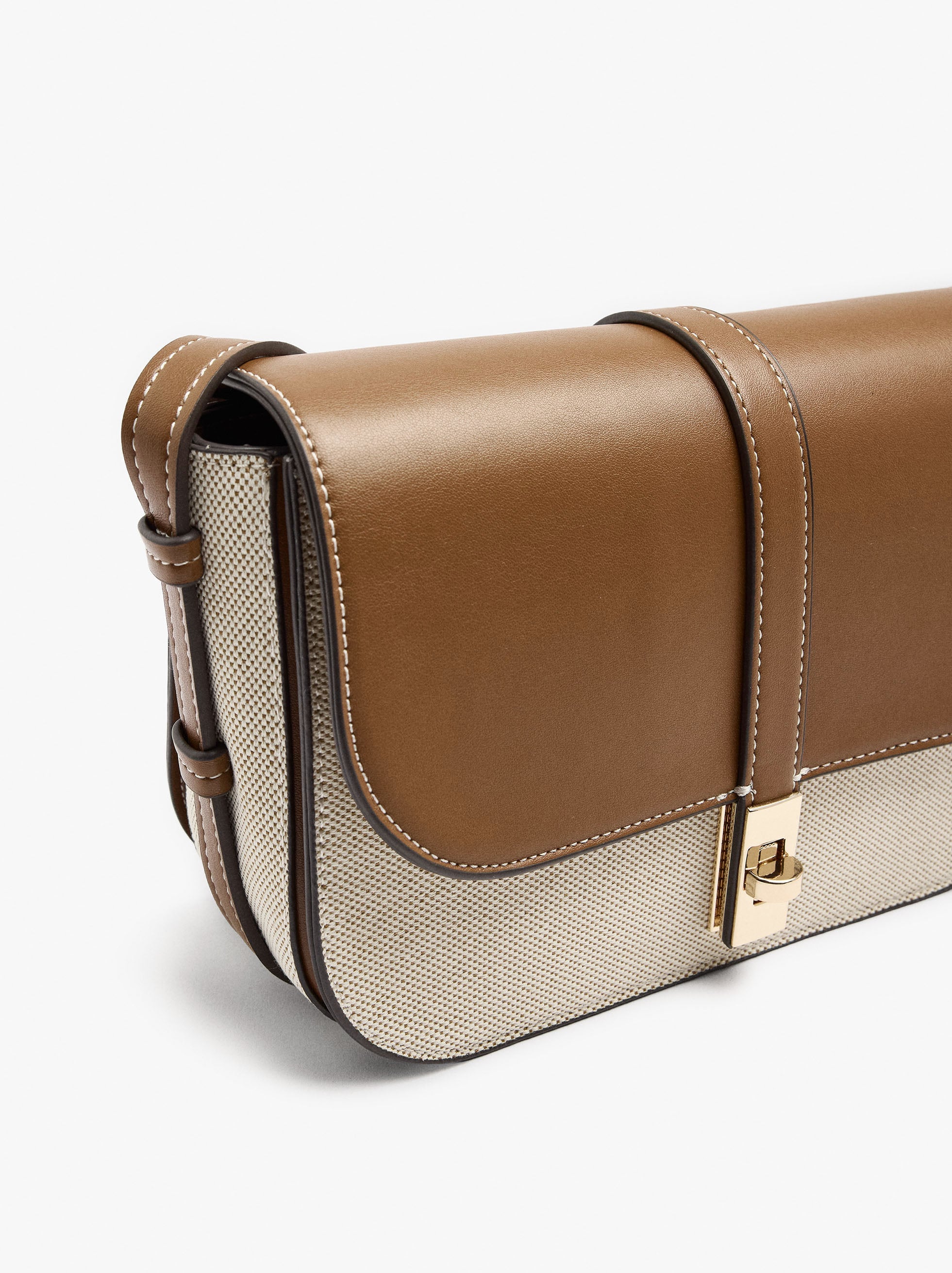 Bolso Bandolera De Lona Con Solapa