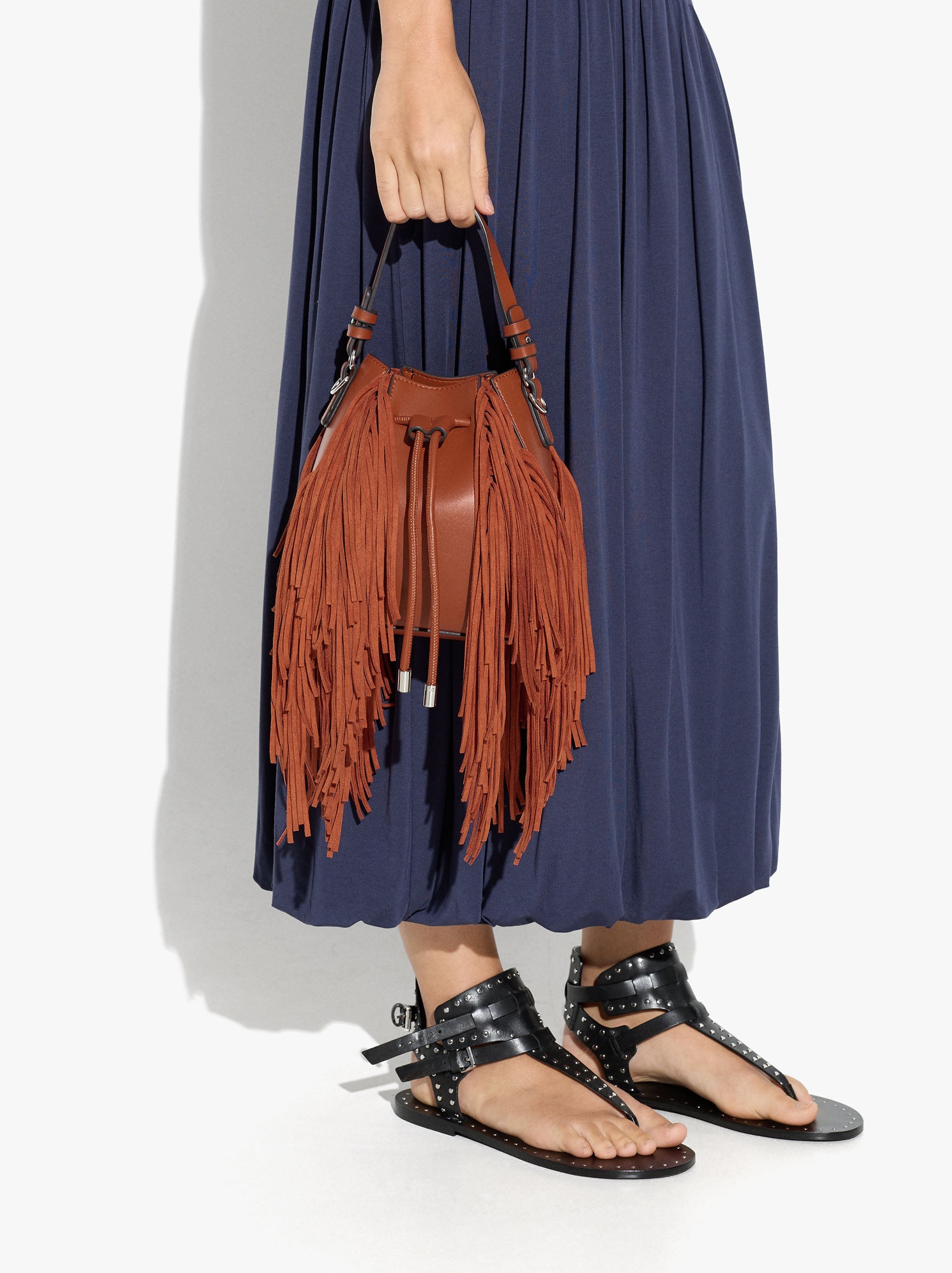 Bolso Bombonera Con Flecos Largos