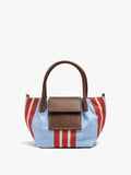 Bolso Tote De Nylon A Rayas Con Solapa