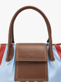 Bolso Tote De Nylon A Rayas Con Solapa