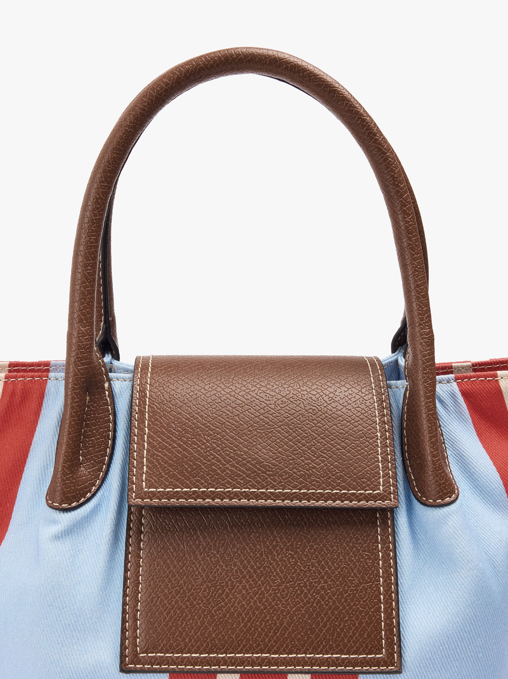 Bolso Tote De Nylon A Rayas Con Solapa