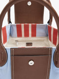 Bolso Tote De Nylon A Rayas Con Solapa
