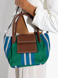Bolso Tote De Nylon A Rayas Con Solapa