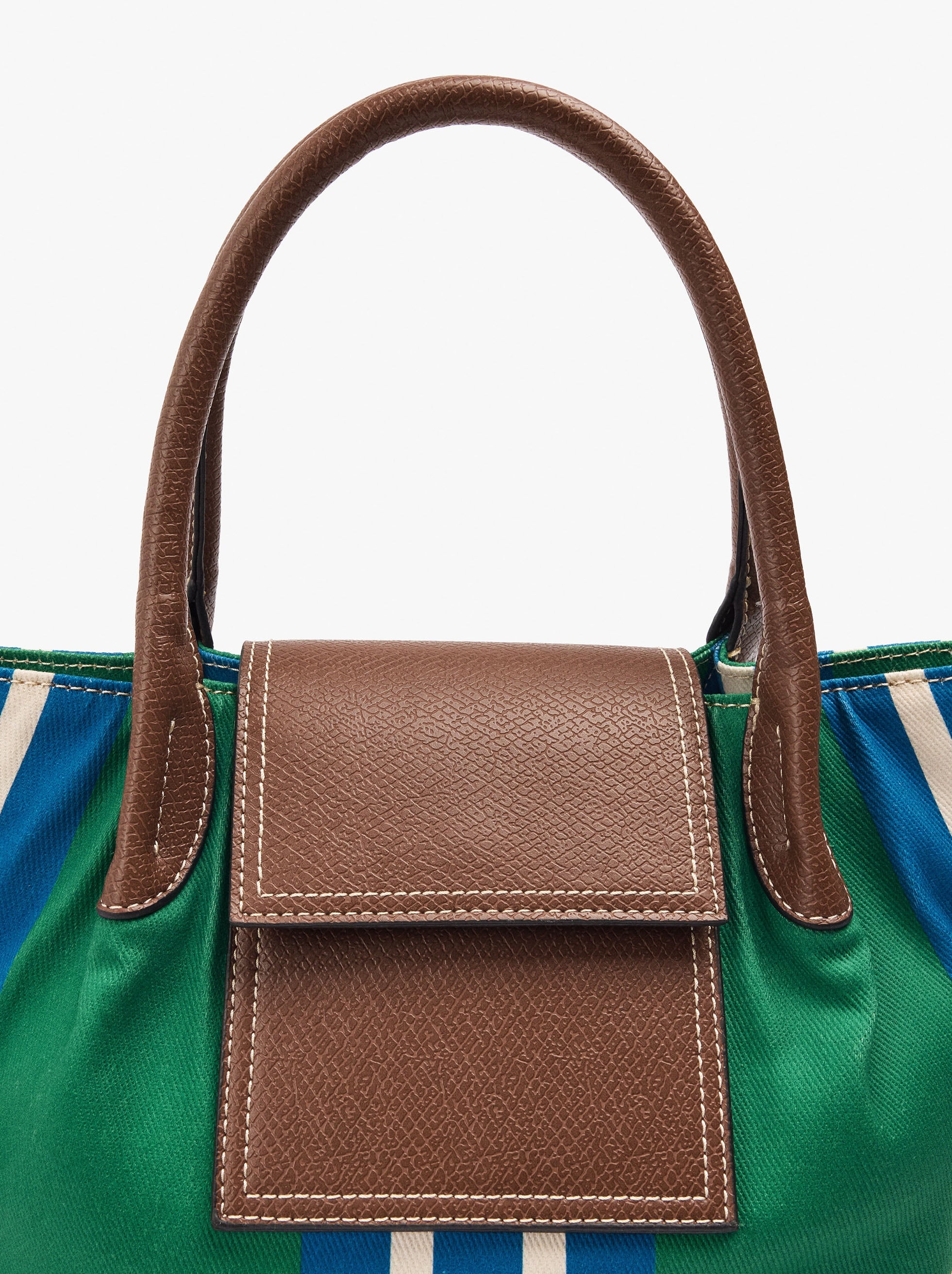 Bolso Tote De Nylon A Rayas Con Solapa
