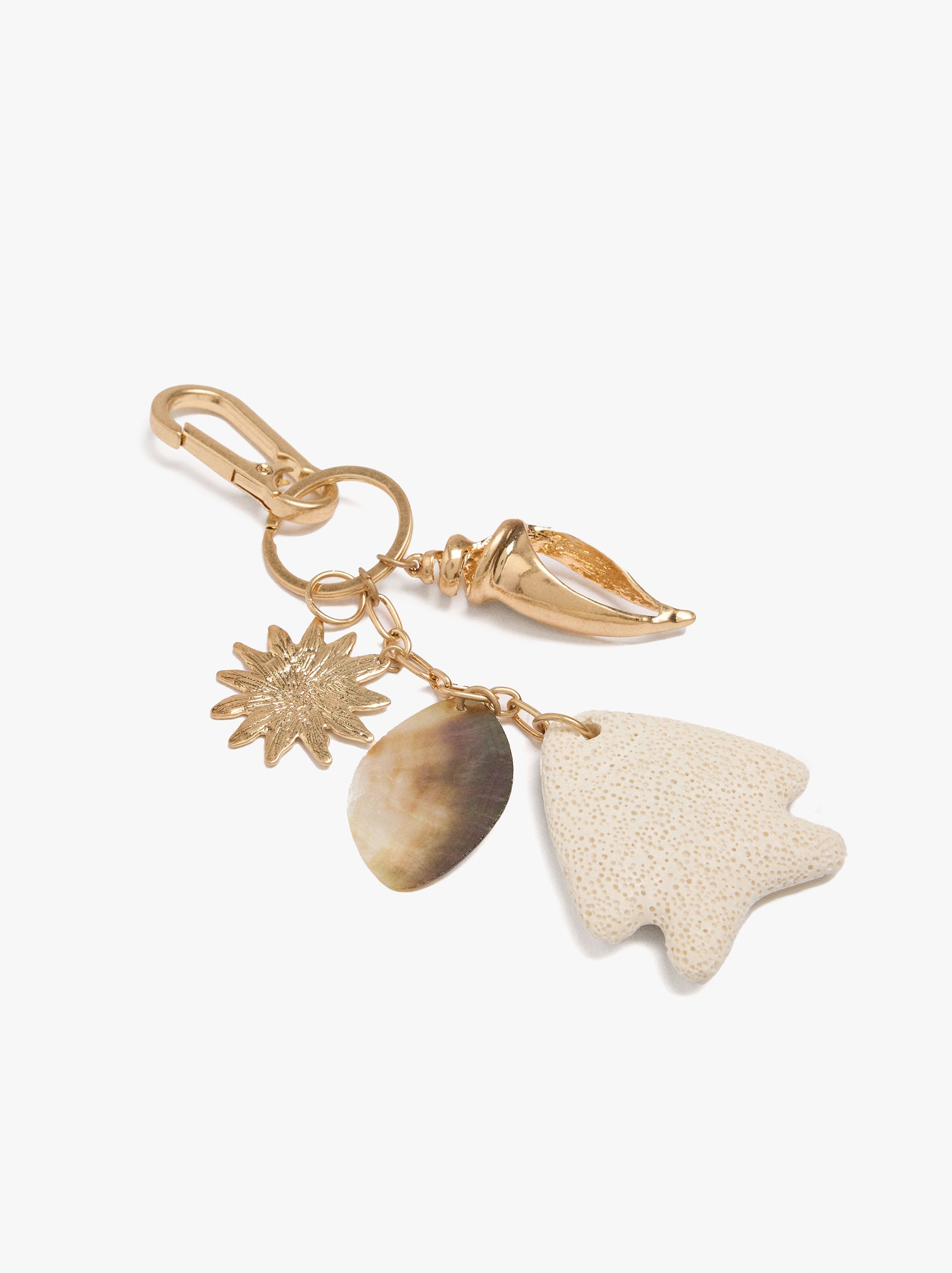 Llavero Charm Con Piedra Y Concha