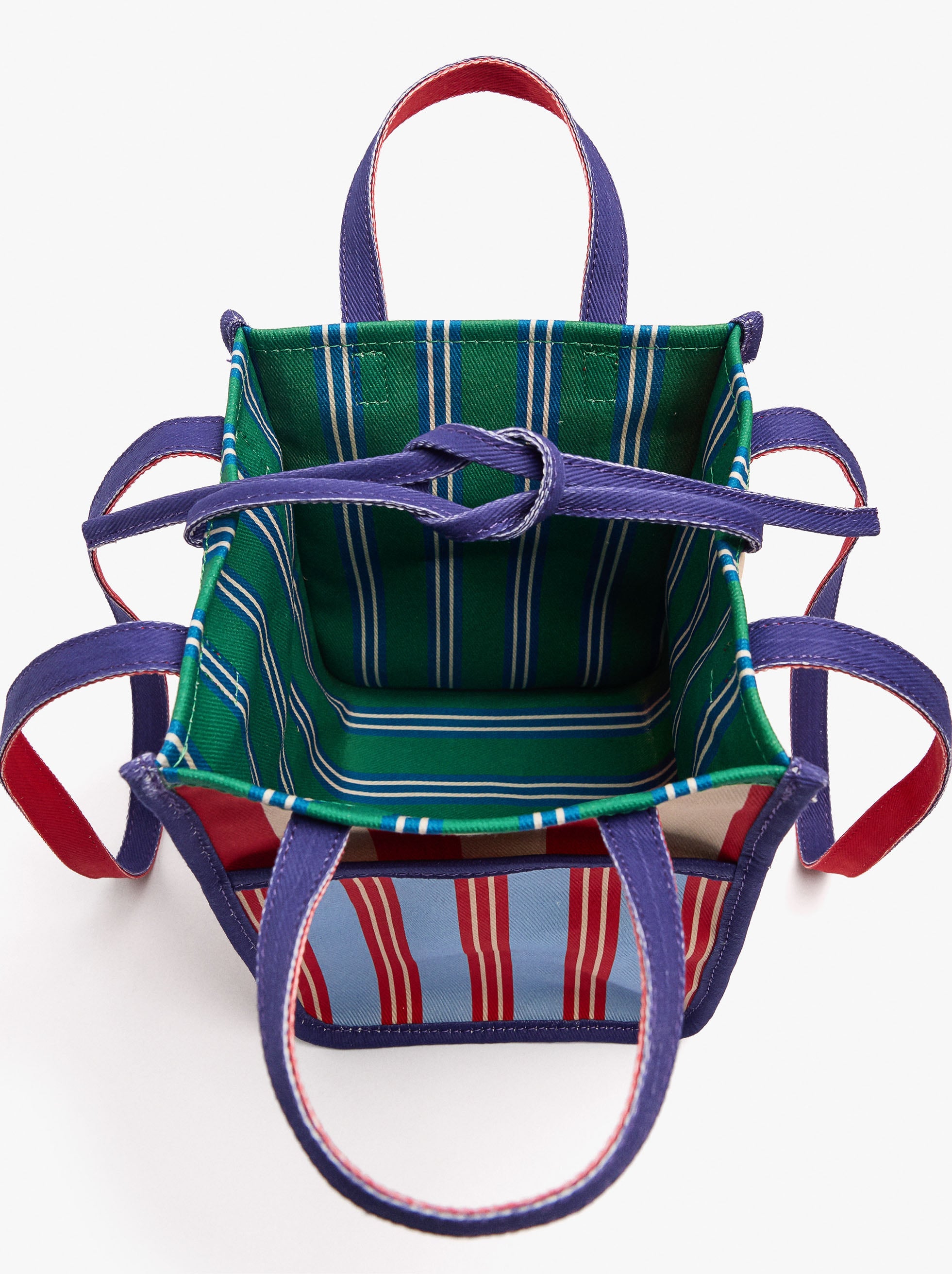 Bolso Tote Sarga Reversible A Rayas