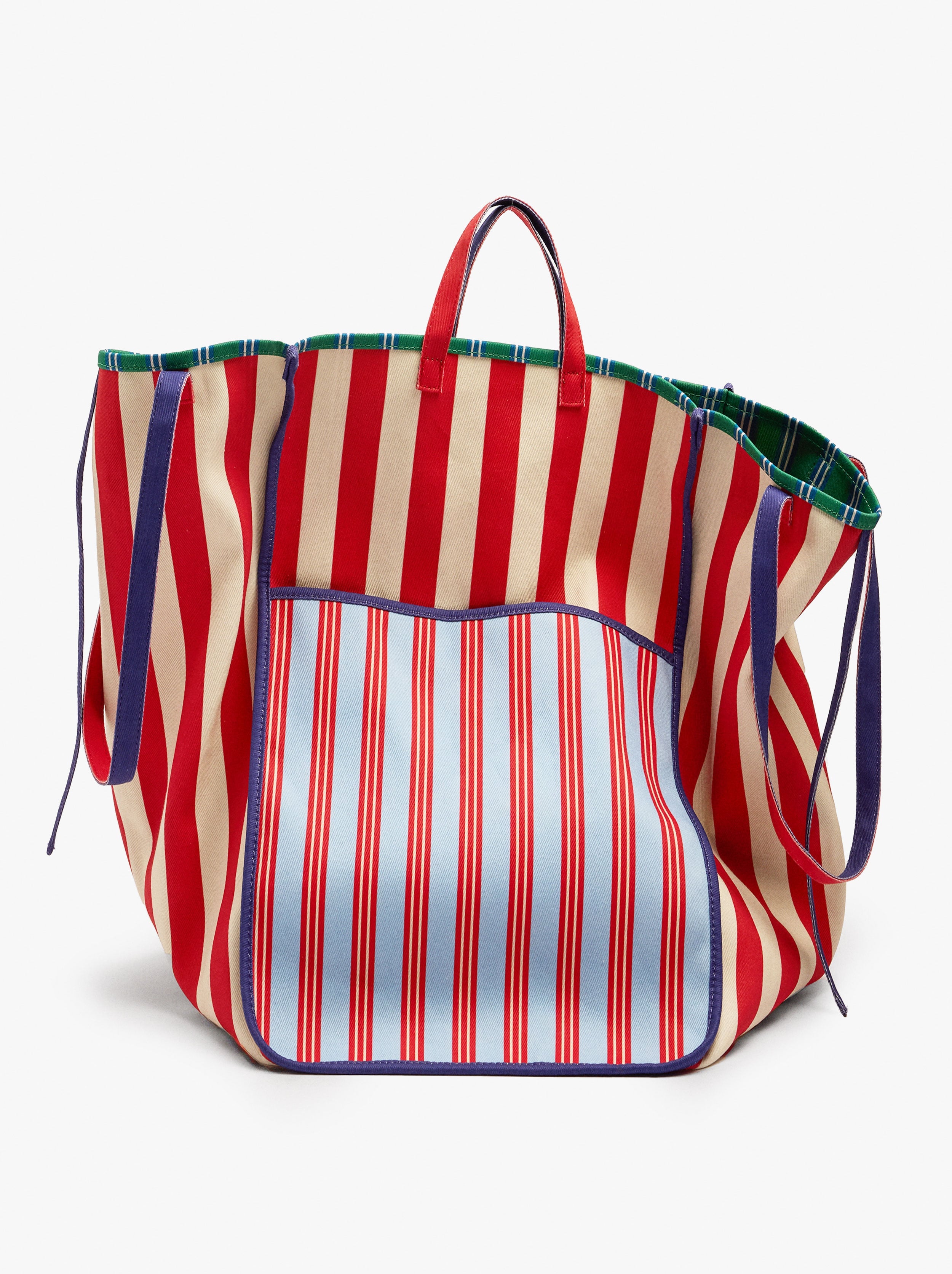 Bolso Tote Canvas Reversible A Rayas