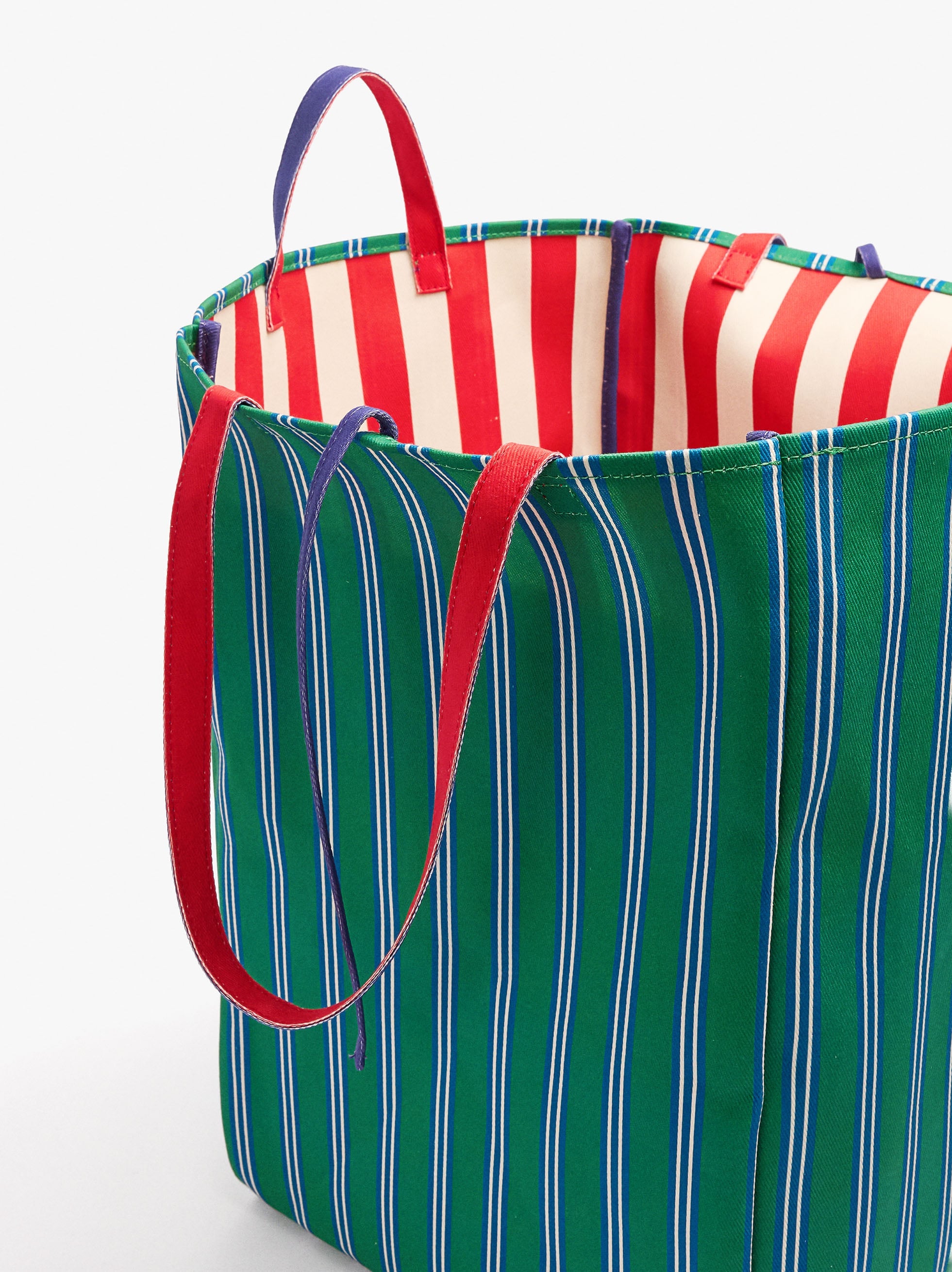 Bolso Tote Canvas Reversible A Rayas