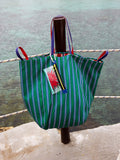 Bolso Tote Canvas Reversible A Rayas