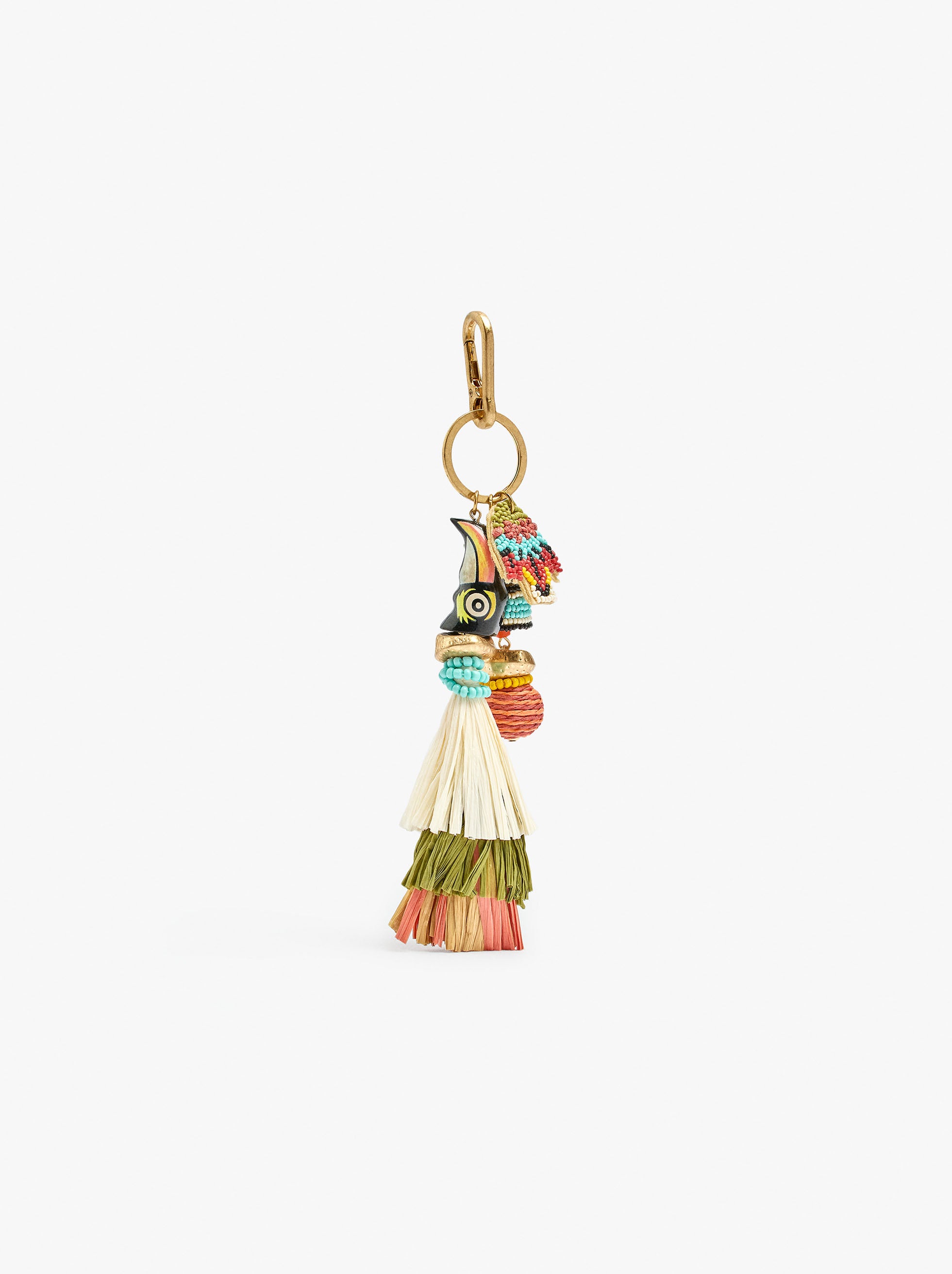 Llavero Charm Pájaro Con Abalorios