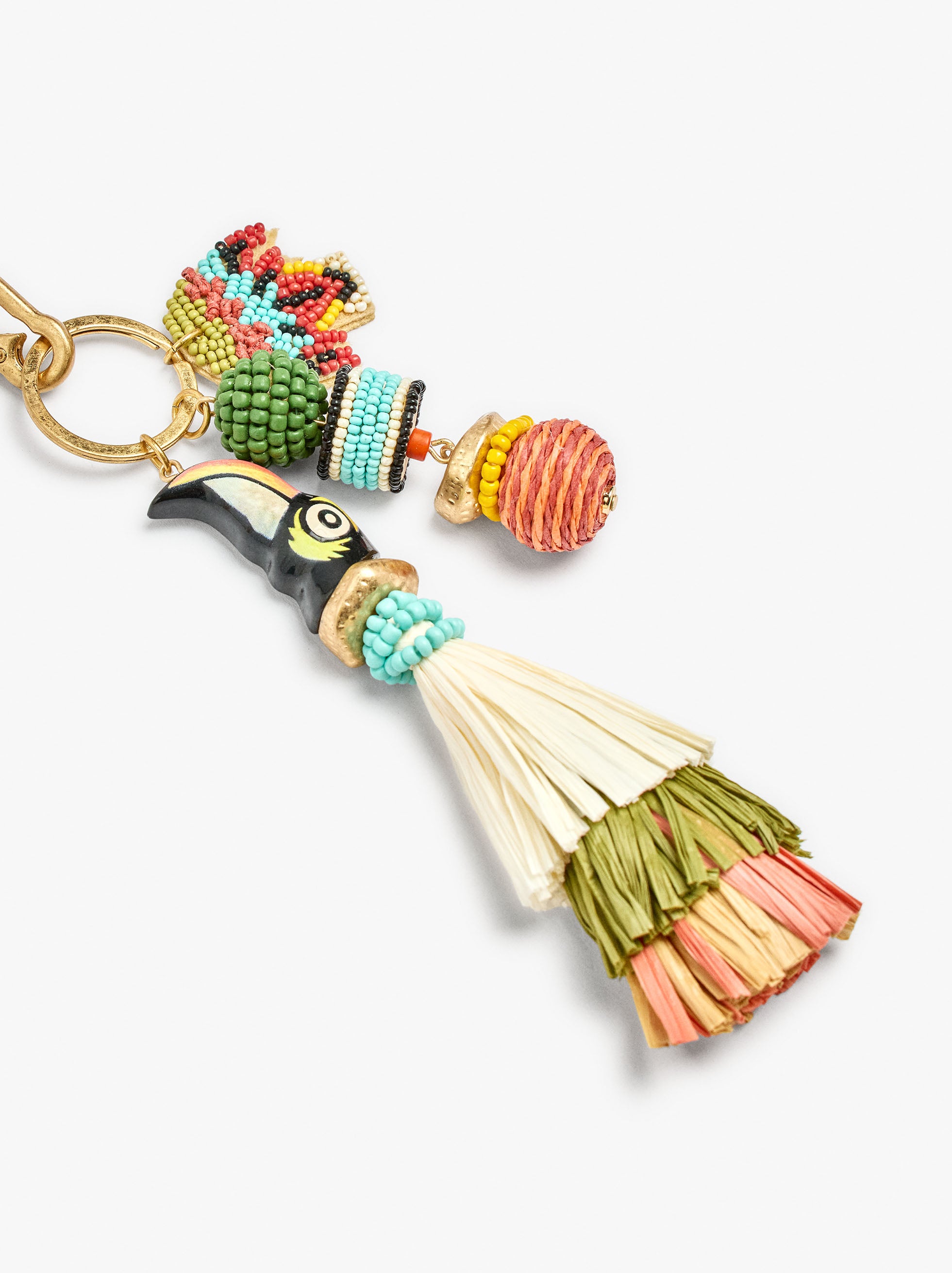 Llavero Charm Pájaro Con Abalorios