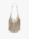 Bolso De Hombro De Piel Con Flecos