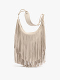 Bolso De Hombro De Piel Con Flecos
