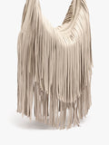 Bolso De Hombro De Piel Con Flecos