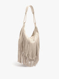 Bolso De Hombro De Piel Con Flecos