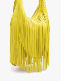 Bolso De Hombro De Piel Con Flecos
