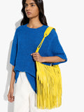 Bolso De Hombro De Piel Con Flecos