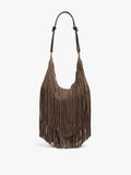 Bolso De Hombro De Piel Con Flecos