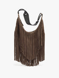 Bolso De Hombro De Piel Con Flecos