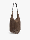 Bolso De Hombro De Piel Con Flecos