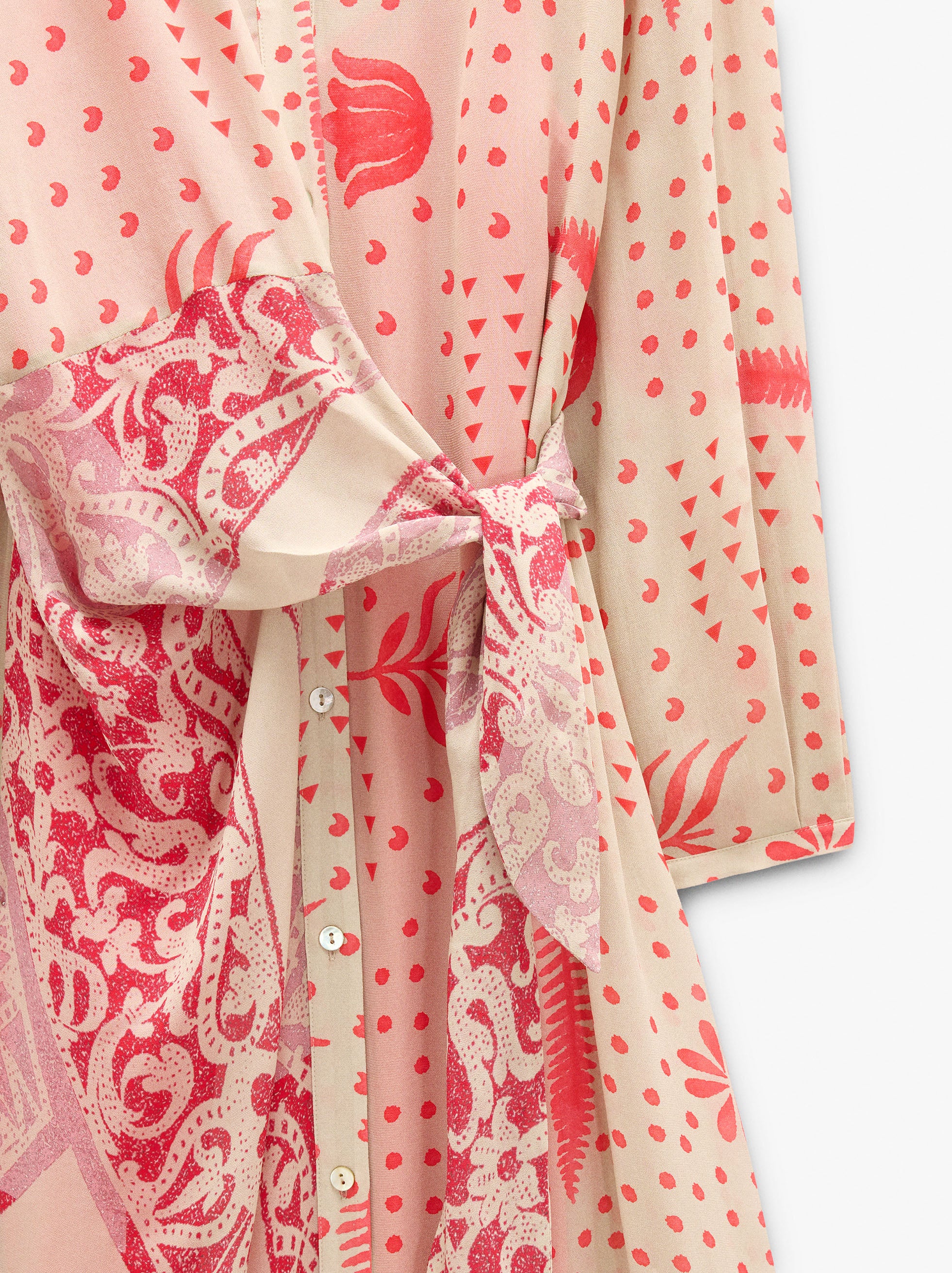 Vestido Midi Estampado Con Drapeado Y Nudo