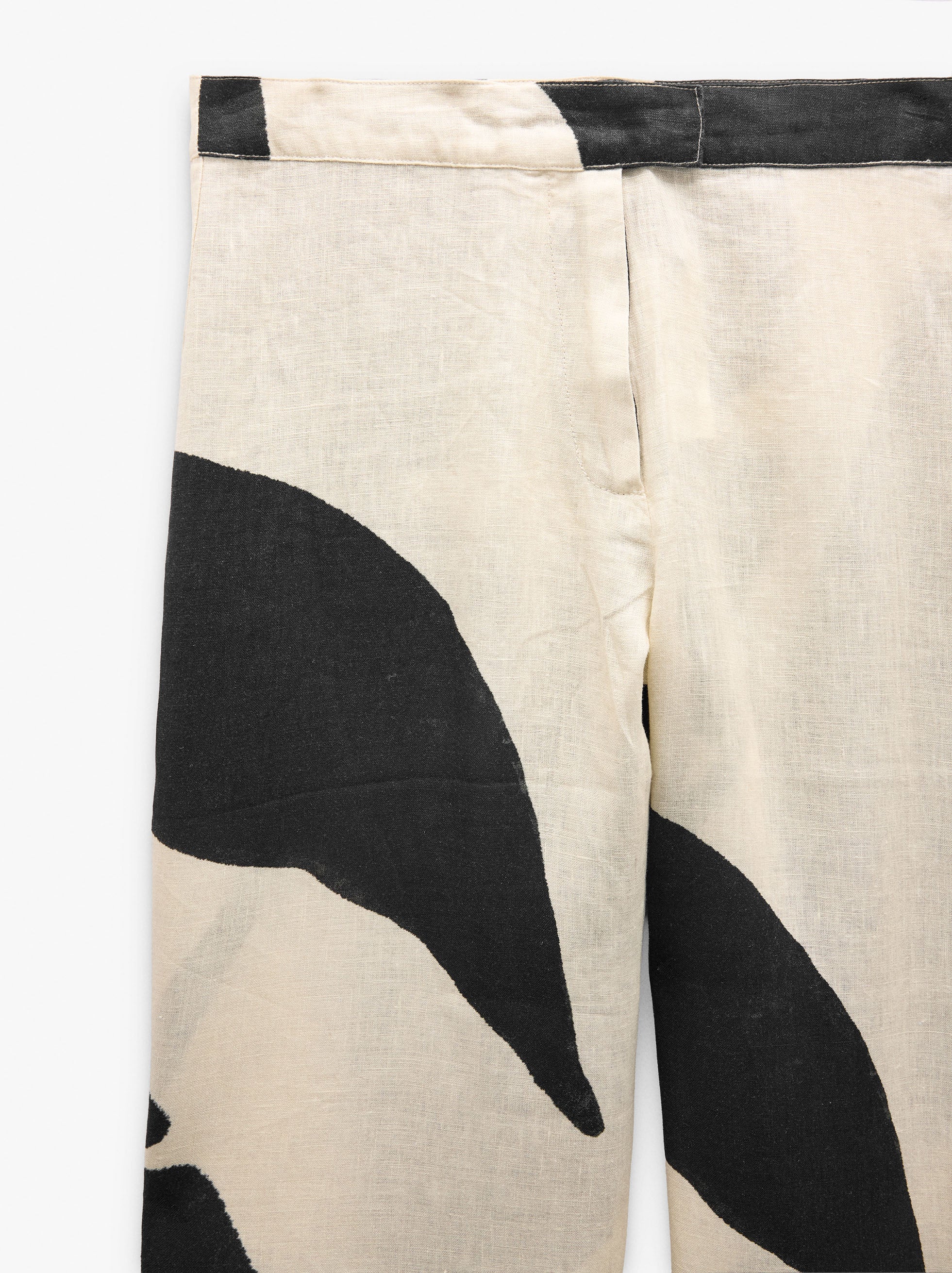 Pantalón Recto Estampado 100% Lino
