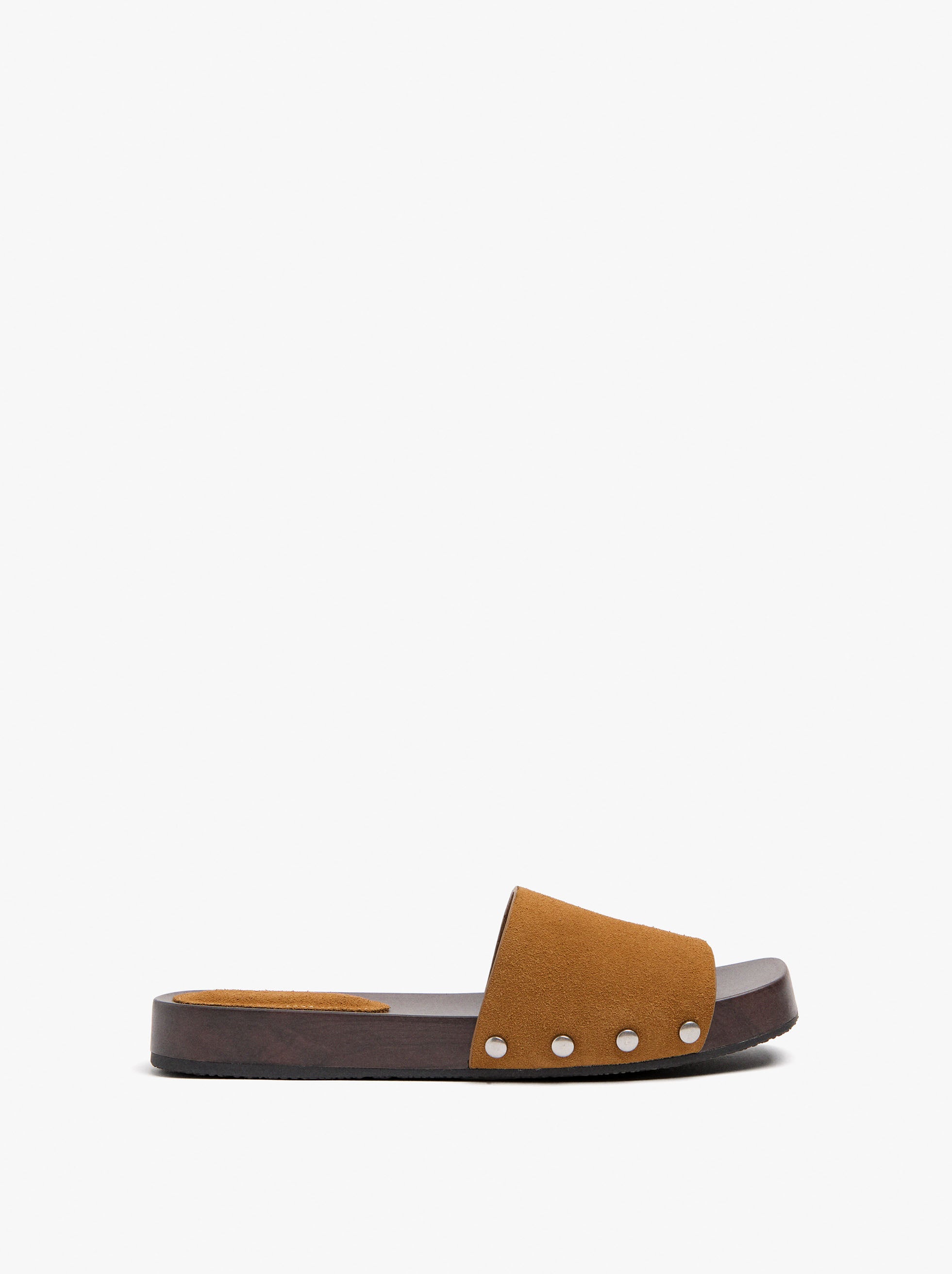 Sandalias Planas De Piel Con Tira Ancha