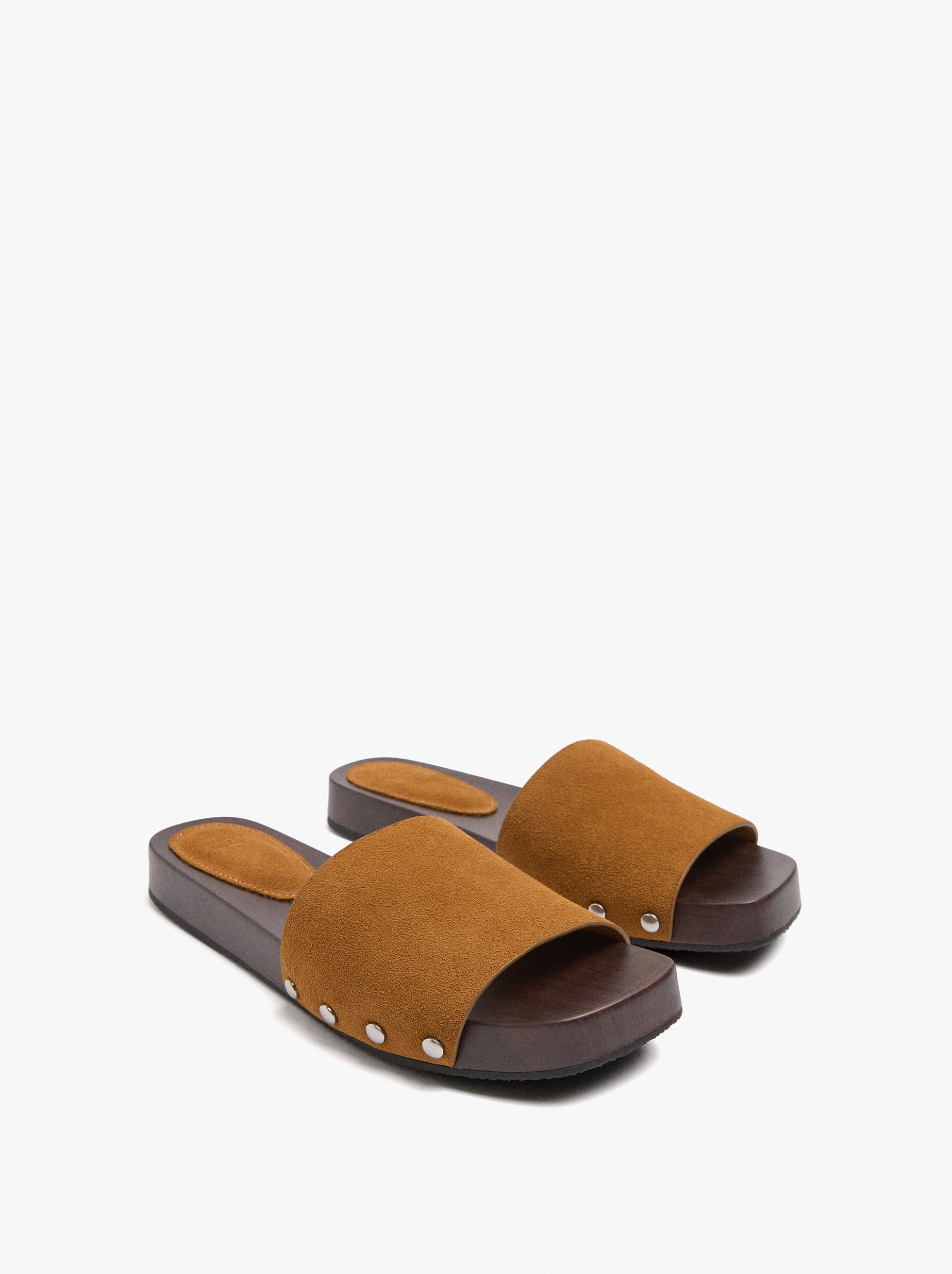 Sandalias Planas De Piel Con Tira Ancha