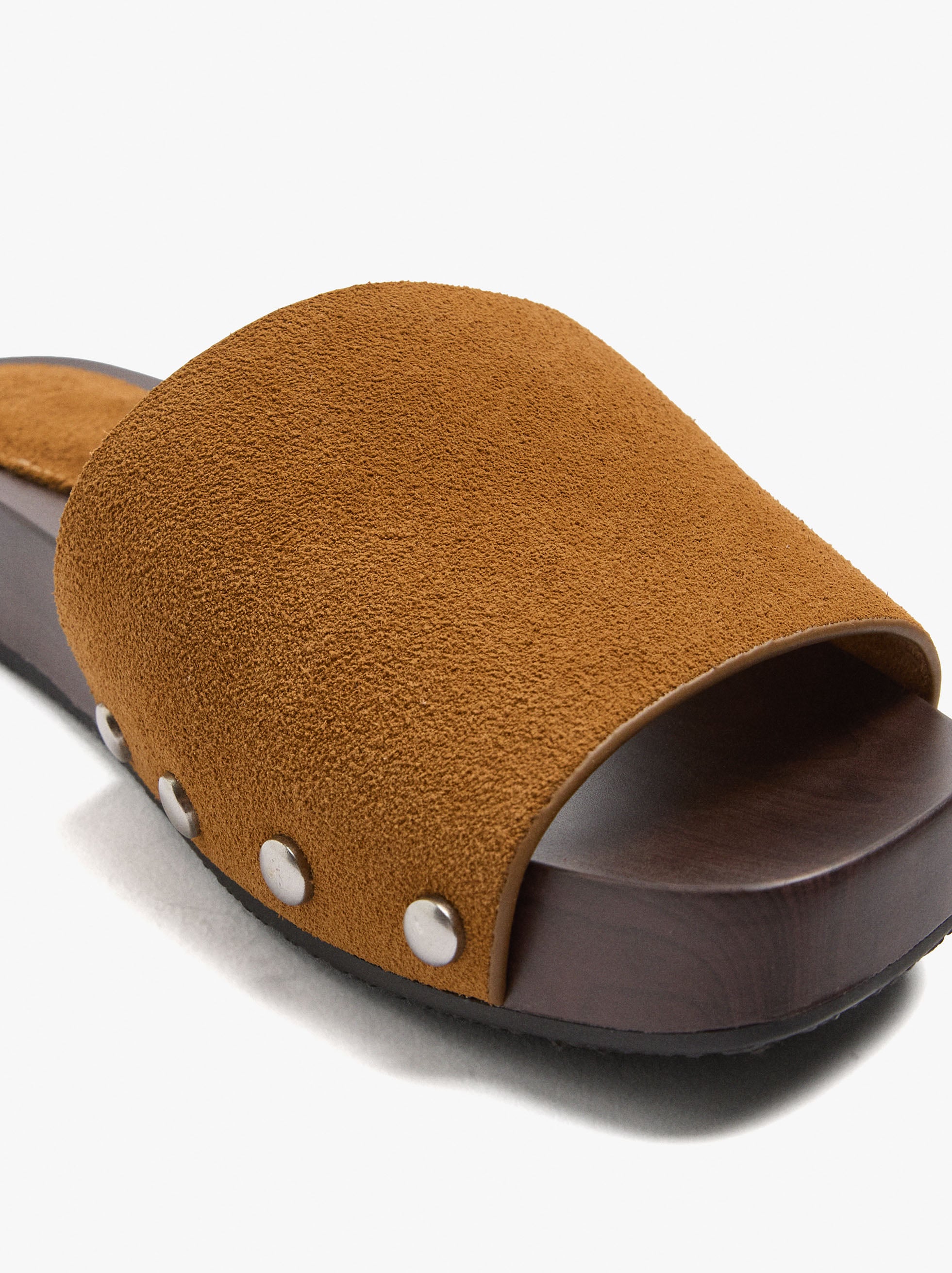 Sandalias Planas De Piel Con Tira Ancha