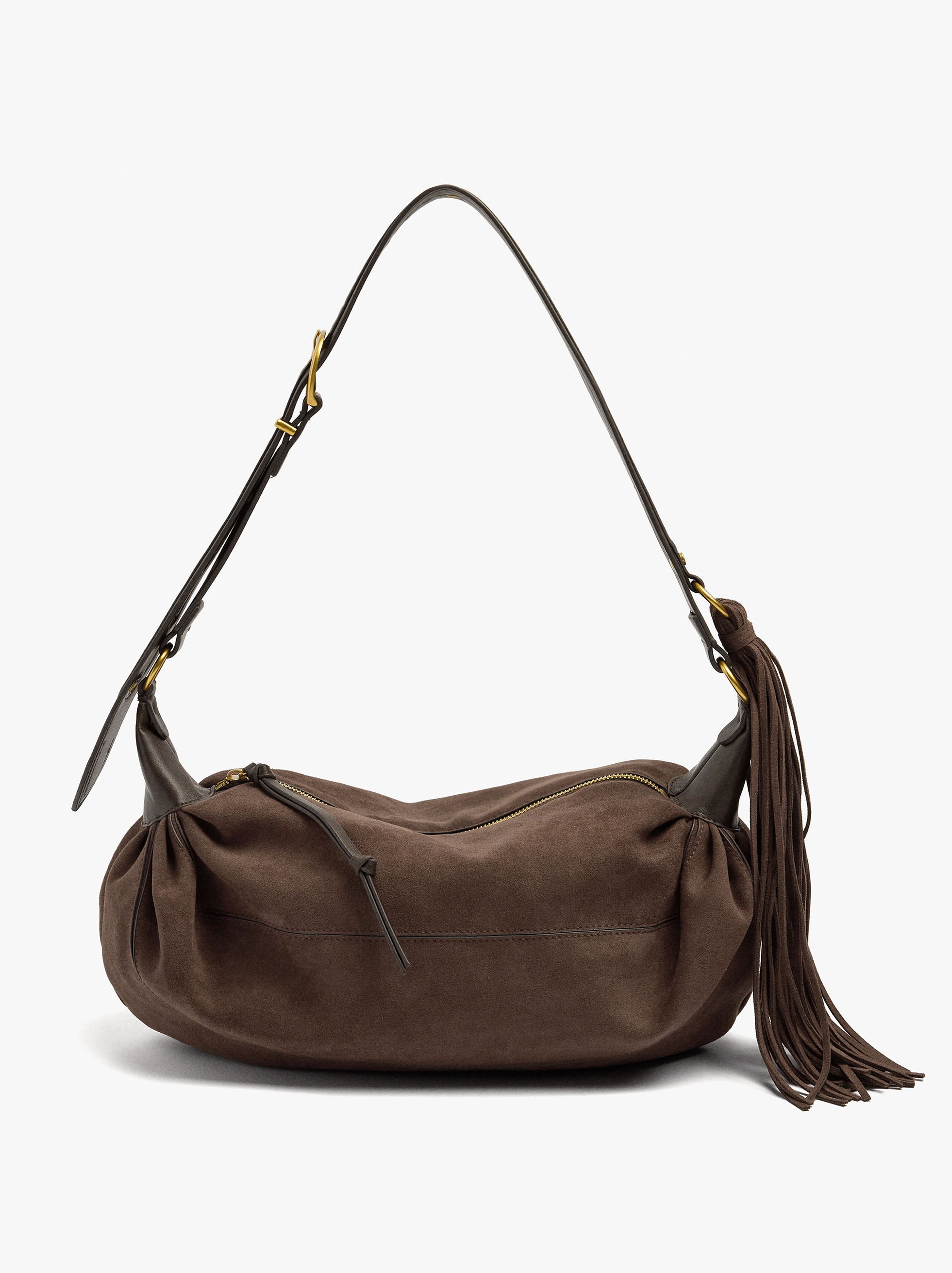 Bolso De Hombro Efecto Piel Con Flecos