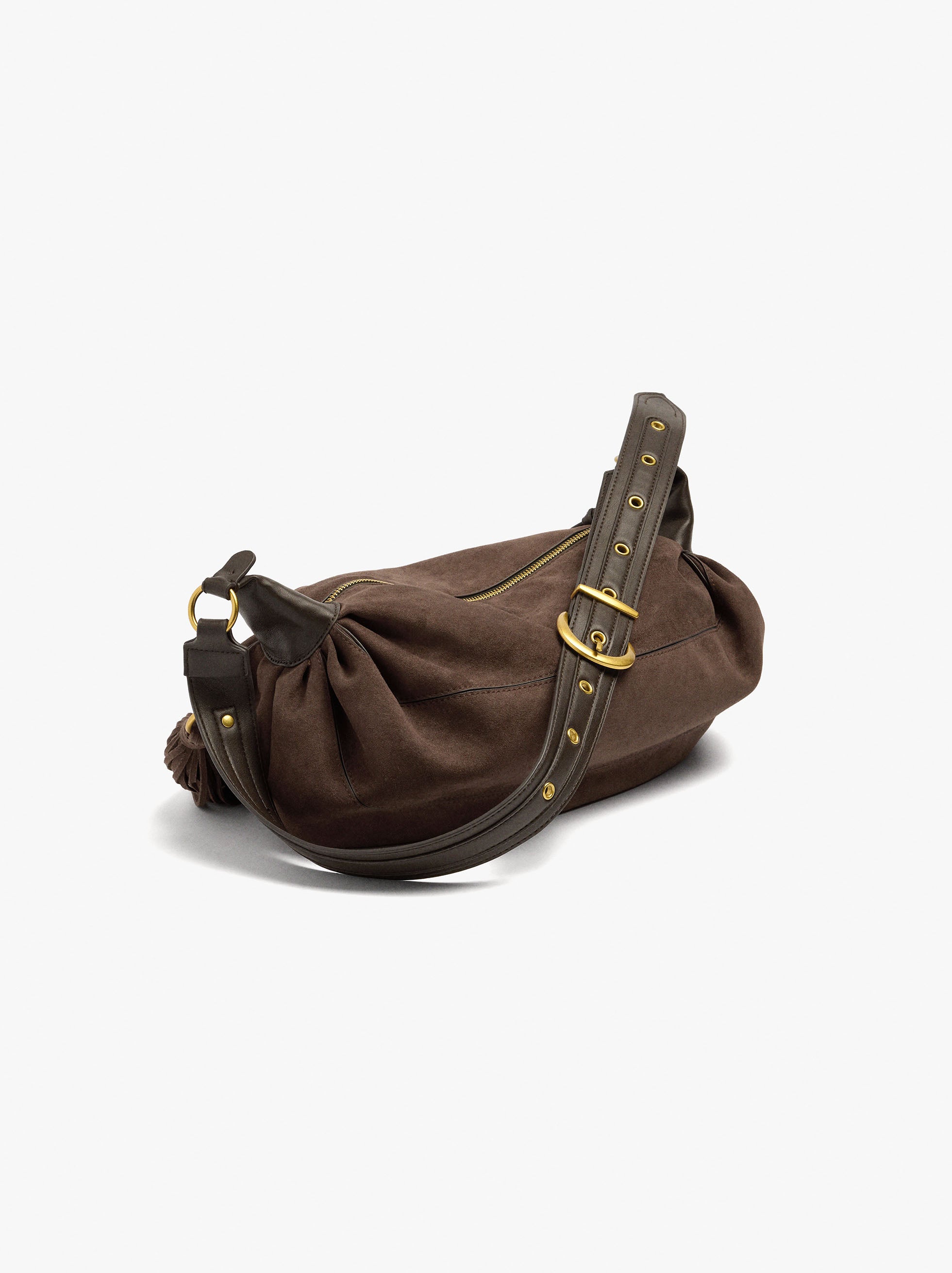 Bolso De Hombro Efecto Piel Con Flecos