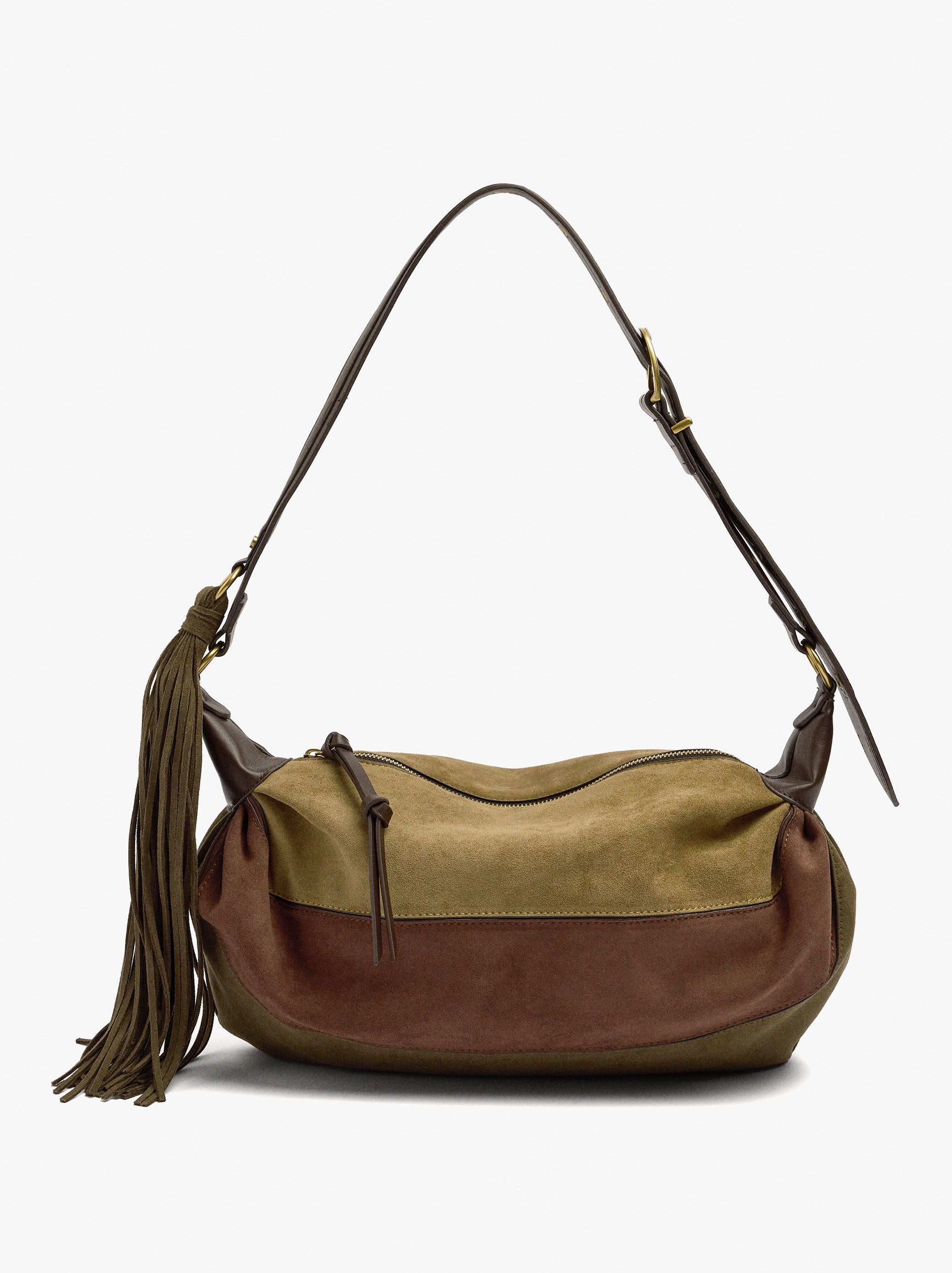 Bolso De Hombro Efecto Piel Con Flecos