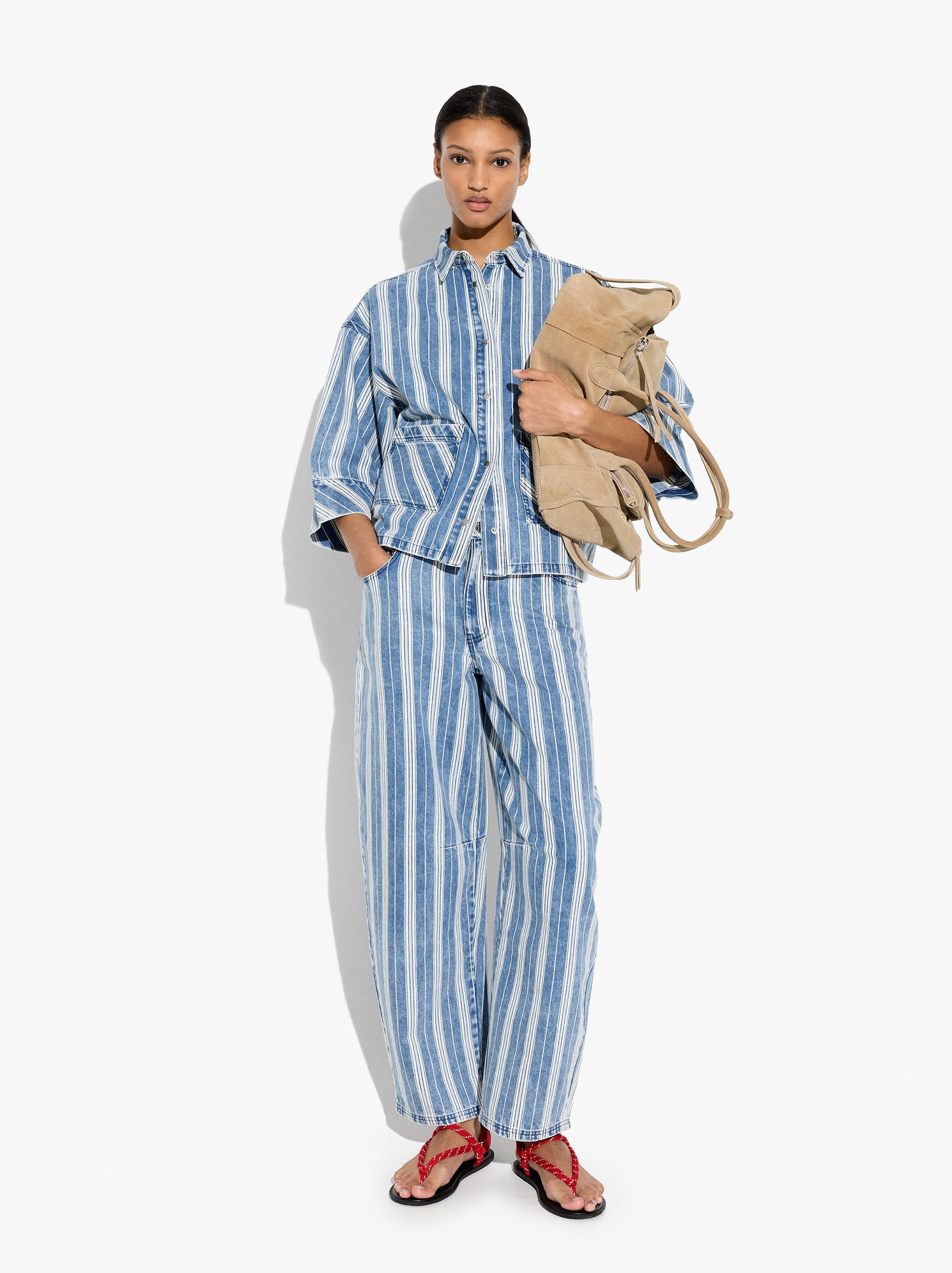 Pantalón De Vaquero Con Rayas De Algodón