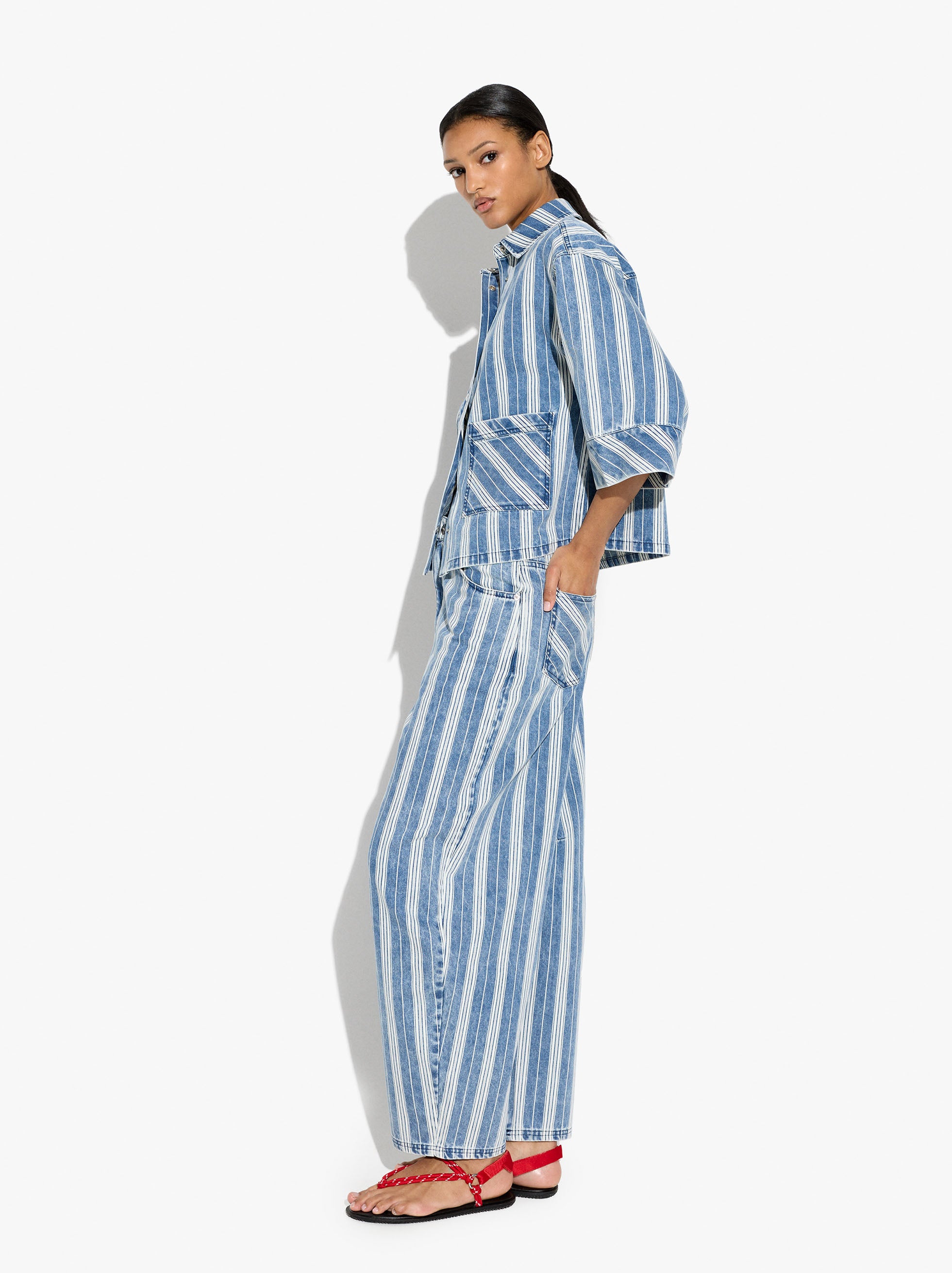 Pantalón De Vaquero Con Rayas De Algodón