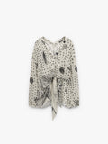 Blusa Fluida Estampada Con Drapeado Y Nudo