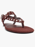 Sandalias Planas De Piel Con Tachuelas