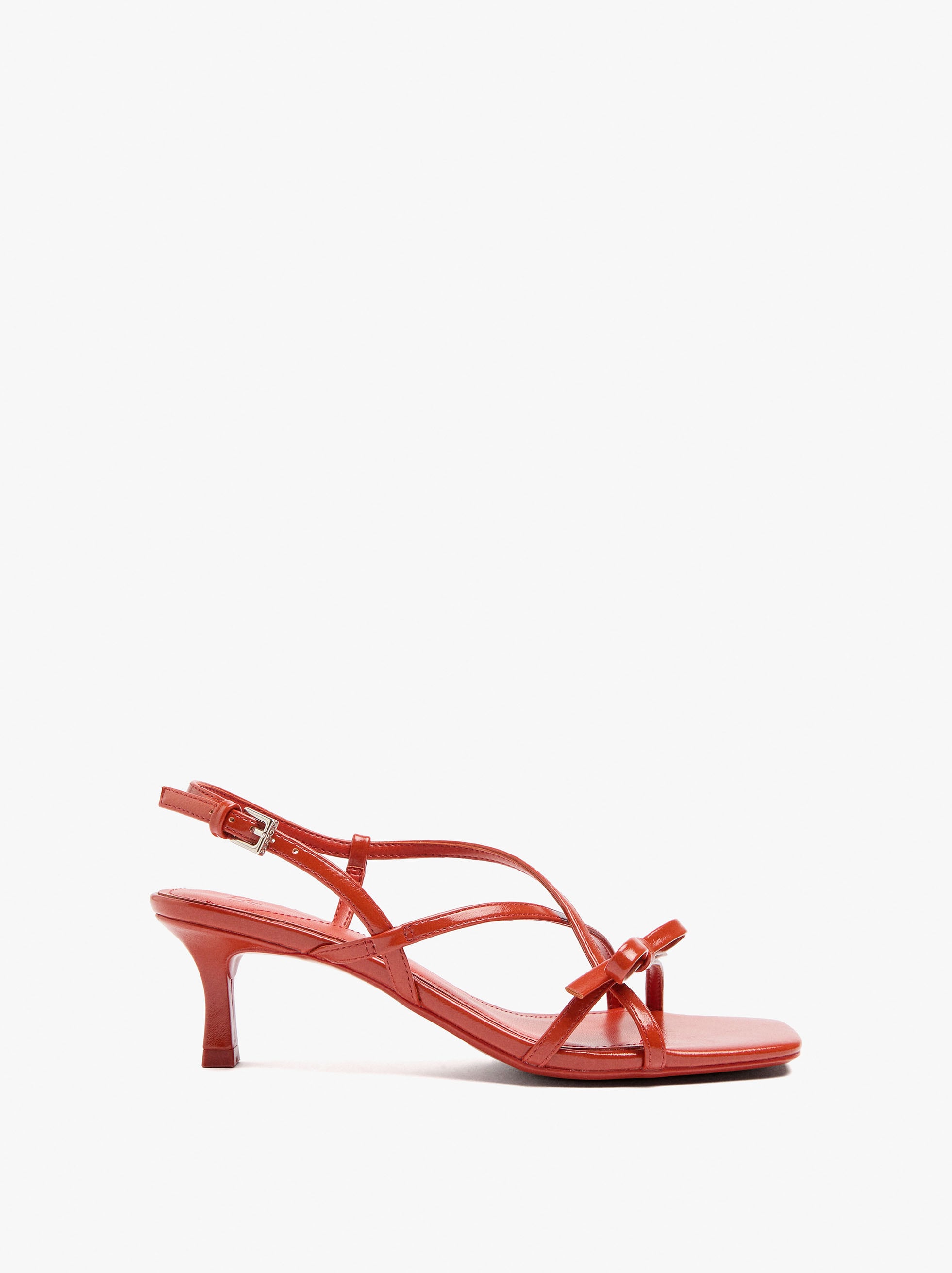 Sandalias De Tacón Tiras Con Lazo