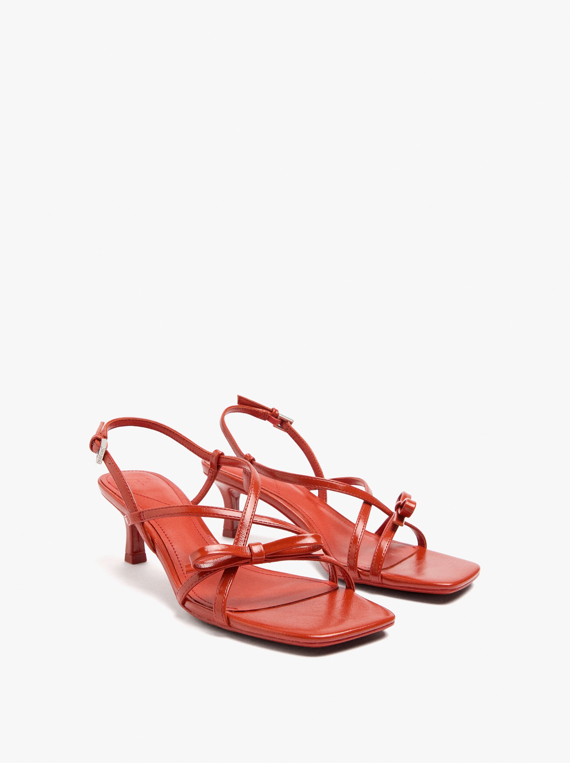 Sandalias De Tacón Tiras Con Lazo
