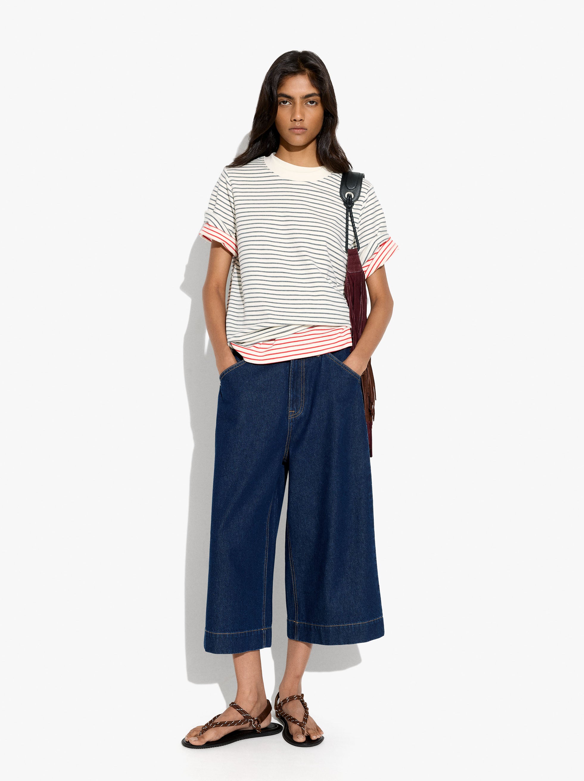 Camiseta De Algodón Con Rayas