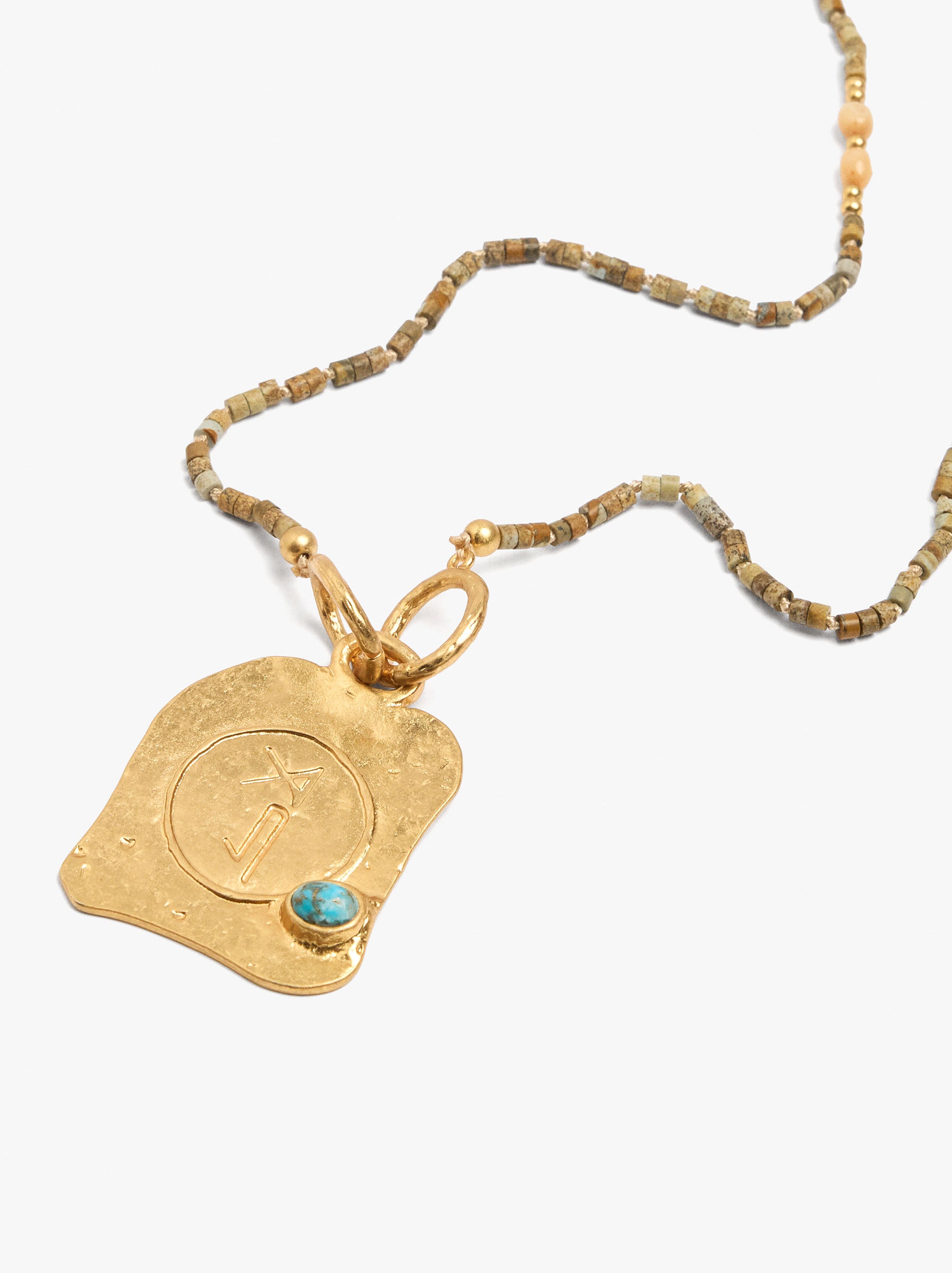 Collar De Cuentas Con Colgante Cuadrado