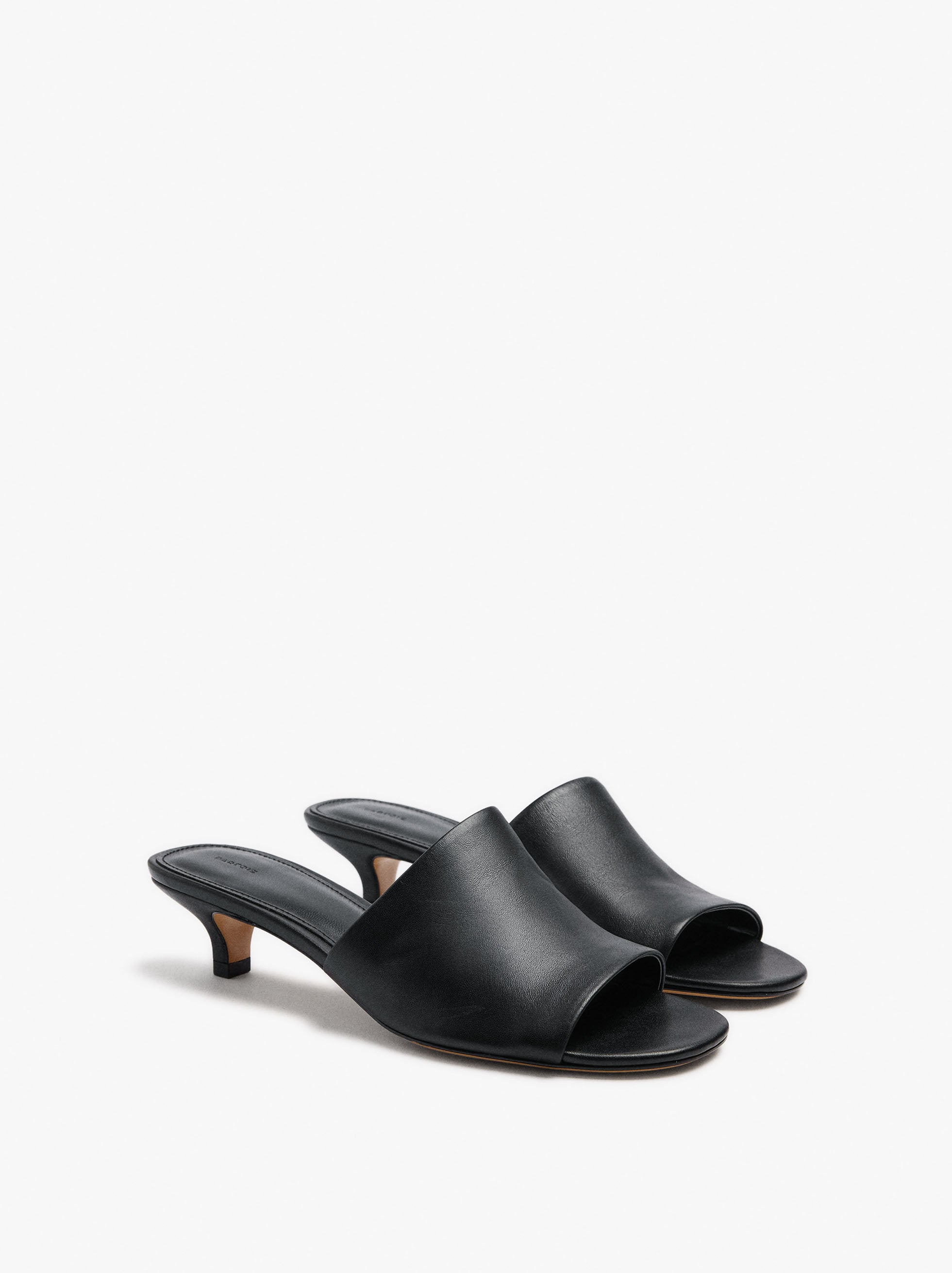 Sandalias De Piel Con Tacón Y Tira Ancha