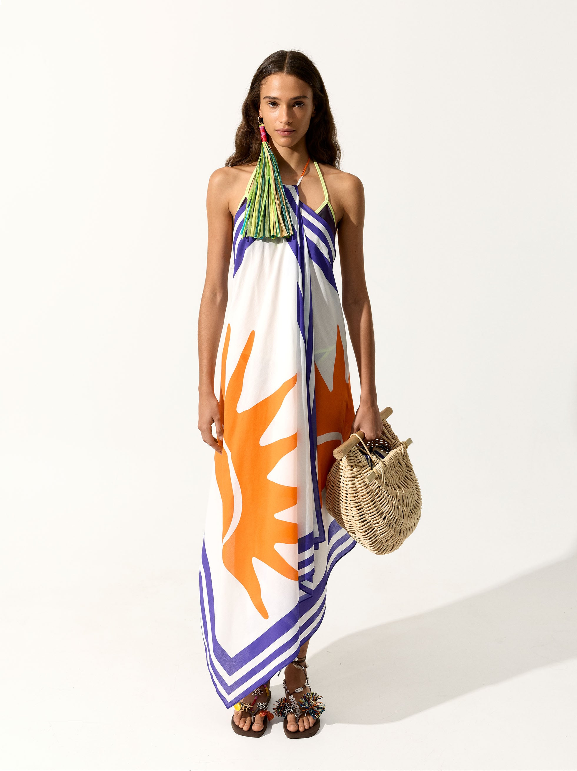 Vestido Halter Estampado 100% Algodón