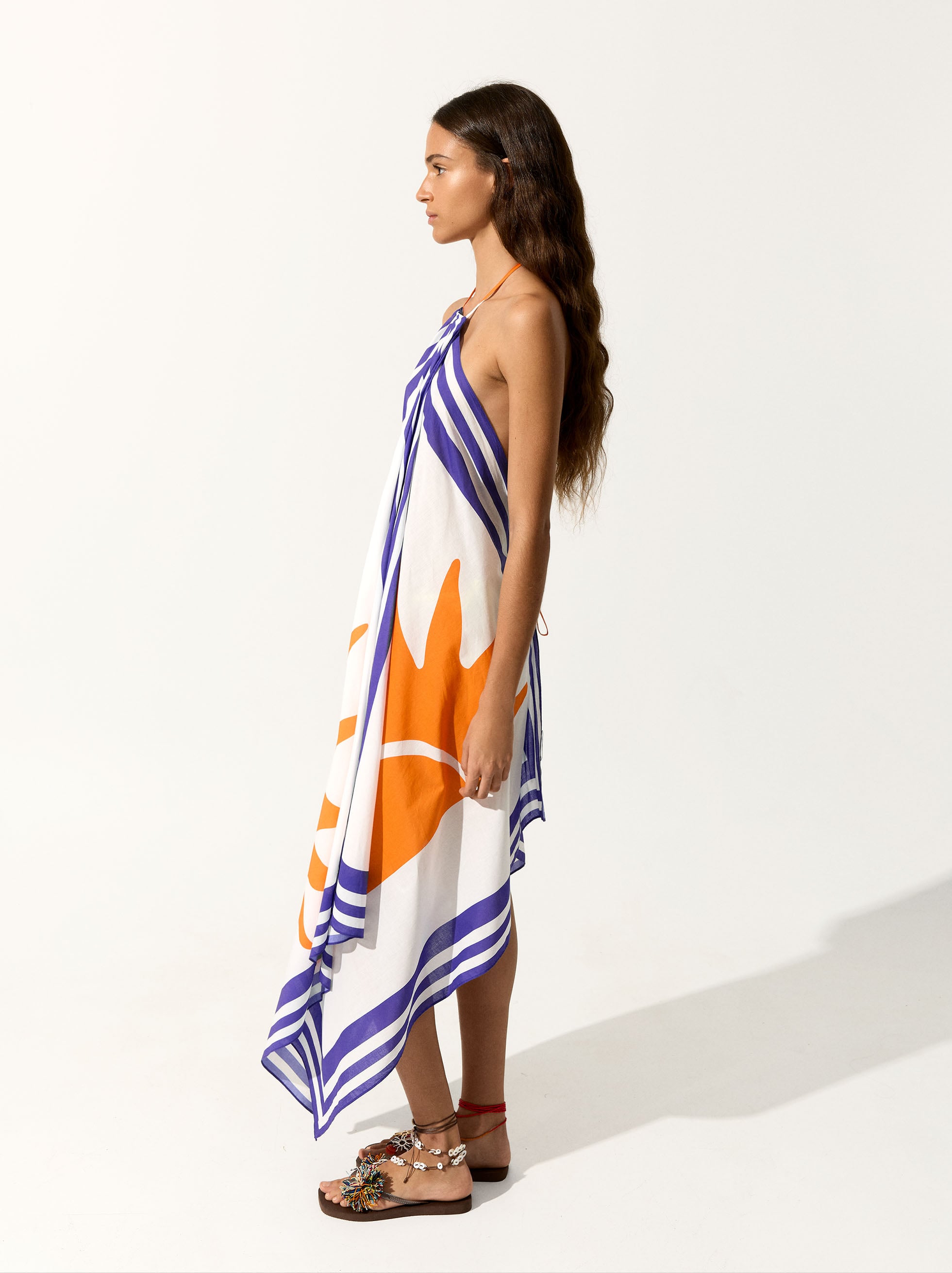 Vestido Halter Estampado 100% Algodón